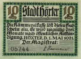 Német Birodalom/Weimari Köztársaság/ Höxter 1921. 10Pf + 25Pf + 50Pf 3klf db, teljes sor T:I