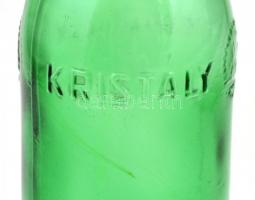 Régi vizespalack, "Kristály" felirattal, apró kopással, porcelán dugóval, kb. 1 liter, m: ...