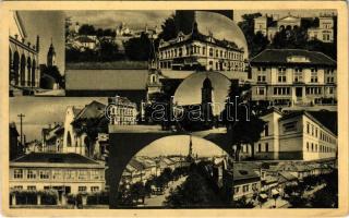 1939 Losonc, Lucenec; mozaiklap, rajta zsinagóga, református templom. Filó Marcel kiadása / multi-view postcard with synagogue and Calvinist church (EK)