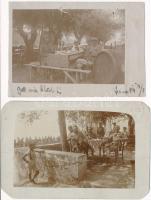1914 Fiume, Rijeka; 2 db eredeti fotó italozó osztrák-magyar katonákról / 2 WWI K.u.K. military photos, drinking soldiers