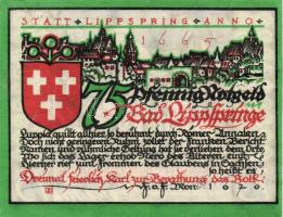 Német Birodalom/Weimari Köztársaság/ Lippsrpinge 1921. 25Pf +  50Pf + 75Pf 3klf db, teljes sor T:I,I...