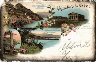1898 Napoli, Naples; Amalfi, Salerno, Pesto, Atrani. Art Nouveau, floral, litho (EM)
