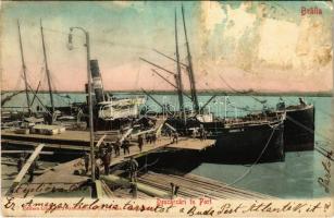 Braila, Descarcari in Port / port view, SS Aurora M. steamship (surface damage)