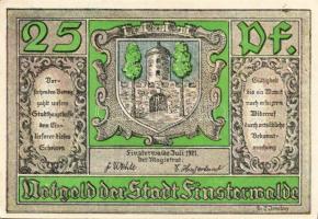 Német Birodalom/Weimari Köztársaság/ Finsterwalde 1921. 25Pf + 50Pf + 75Pf + 3klf db, teljes sor T:I...