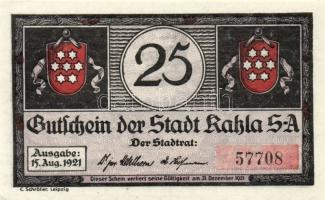 Német Birodalom/Weimari Köztársaság/ Kahla 1921. 25Pf + 50Pf + 75Pf 3klf db, teljes sor T:I