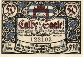 Német Birodalom/Császárság/ Calbe 1917. 50Pf(6x) 6klf db, teljes sor T:I