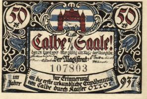 Német Birodalom/Császárság/ Calbe 1917. 50Pf(6x) 6klf db, teljes sor T:I