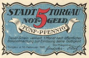 Német Birodalom/Weimari Köztársaság/ Torgau 1921. 5Pf + 10Pf + 25Pf + 50Pf 4klf db, teljes sor T:I