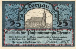 Német Birodalom/Weimari Köztársaság/ Torgau 1921. 5Pf + 10Pf + 25Pf + 50Pf 4klf db, teljes sor T:I