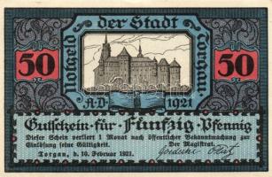 Német Birodalom/Weimari Köztársaság/ Torgau 1921. 5Pf + 10Pf + 25Pf + 50Pf 4klf db, teljes sor T:I