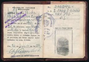 1959 argentin jogosítvány (vezetői engedély) hölyg részére kiállítva, okmánybélyeggel, ujjlenyomatta...