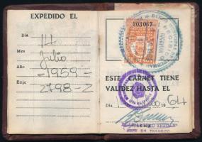 1959 argentin jogosítvány (vezetői engedély) hölyg részére kiállítva, okmánybélyeggel, ujjlenyomatta...