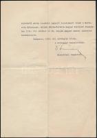 1940 Régi magyar nemességet igazoló m. kir. belügyminisztériumi bizonyítvány, gróf Markovits Kálmán ...