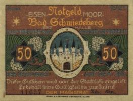 Német Birodalom/Weimari Köztársaság/ Schmiedeberg 1921. 50Pf(6x) 6klf db, teljes sor T:I