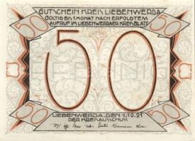 Német Birodalom/Weimari Köztársaság/ Liebenwerda 1921. 50Pf(6x) 6klf db, teljes sor T:I