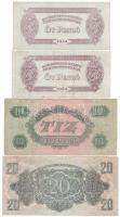 1944. 1P (2x) + 2P (2x) + 5P (3x) + 10P + 20P " A Vöröshadsereg Parancsnoksága" T:I-III- r...