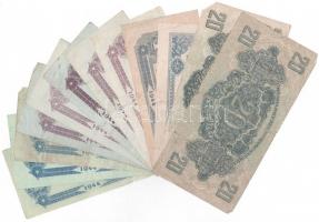 1944. 1P (2x) + 2P (3x) + 5P (5x) + 20P (2x) " A Vöröshadsereg Parancsnoksága" T:II-III- A...