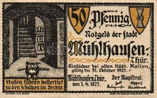 Német Birodalom/Weimari Köztársaság/ Mühlhausen 1921. 50Pf(5x) 5klf db, teljes sor T:I