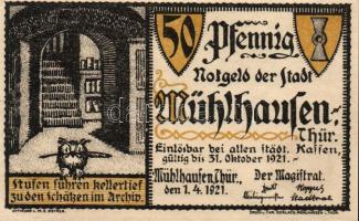 Német Birodalom/Weimari Köztársaság/ Mühlhausen 1921. 50Pf(5x) 5klf db, teljes sor T:I