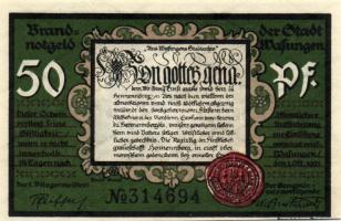 Német Birodalom/Weimari Köztársaság/ Wasungen 1921. 50Pf(4x) + 75Pf(2x) 6klf db, teljes sor T:I