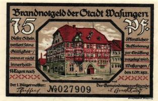 Német Birodalom/Weimari Köztársaság/ Wasungen 1921. 50Pf(4x) + 75Pf(2x) 6klf db, teljes sor T:I