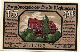 Német Birodalom/Weimari Köztársaság/ Wasungen 1921. 50Pf(4x) + 75Pf(2x) 6klf db, teljes sor T:I