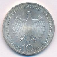 NSZK 1989D 10M Ag "Bonn 2000. évfordulója" T:1-,2 FRG 1989D 10 Mark Ag "2000th Annive...