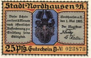 Német Birodalom/Weimari Köztársaság/ Nordhausen 1921. 25Pf(2x) + 50Pf(2x) + 75Pf(2x) 6klf db, teljes...