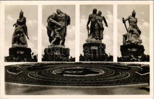 Budapest V. Szabadság tér, irredenta szobrok: Dél, Nyugat, Észak, Kelet