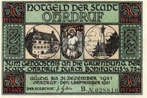 Német Birodalom/Weimari Köztársaság/ Ohrdruf 1921. 50Pf(6x) 6klf db, teljes sor T:I