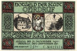 Német Birodalom/Weimari Köztársaság/ Ohrdruf 1921. 50Pf(6x) 6klf db, teljes sor T:I