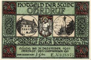 Német Birodalom/Weimari Köztársaság/ Ohrdruf 1921. 50Pf(6x) 6klf db, teljes sor T:I