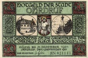 Német Birodalom/Weimari Köztársaság/ Ohrdruf 1921. 50Pf(6x) 6klf db, teljes sor T:I