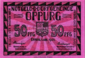 Német Birodalom/Weimari Köztársaság/ Oppurg 1921. 25Pf + 50Pf(2x) + 75Pf 4klf db, teljes sor T:I