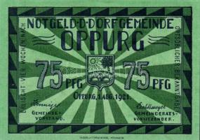 Német Birodalom/Weimari Köztársaság/ Oppurg 1921. 25Pf + 50Pf(2x) + 75Pf 4klf db, teljes sor T:I