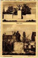 1941 Budapest XX. Pestszenterzsébet, Pesterzsébet, Erzsébetfalva; Hősök szobra, emlékmű, Anyák szobra, nyomda (gyűrődés / crease)