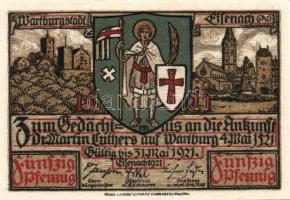 Német Birodalom/Weimari Köztársaság/ Eisenach 1921. 50Pf(6x) 6klf db, teljes sor T:I