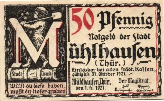 Német Birodalom/Weimari Köztársaság/ Mühlhausen 1921. 50Pf(5x) 5klf db, teljes sor T:I
