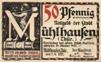 Német Birodalom/Weimari Köztársaság/ Mühlhausen 1921. 50Pf(5x) 5klf db, teljes sor T:I