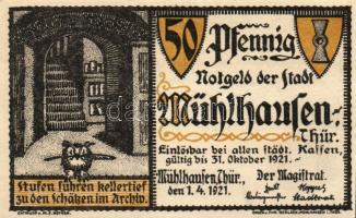 Német Birodalom/Weimari Köztársaság/ Mühlhausen 1921. 50Pf(5x) 5klf db, teljes sor T:I