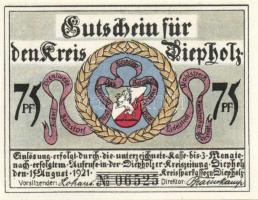 Német Birodalom/Weimari Köztársaság/ Diepholz 1921. 50Pf(2x) + 75Pf(2x) 4klf db, teljes sor T:I