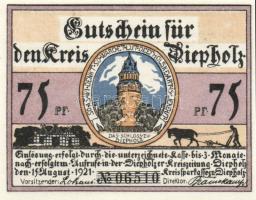 Német Birodalom/Weimari Köztársaság/ Diepholz 1921. 50Pf(2x) + 75Pf(2x) 4klf db, teljes sor T:I