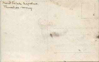 Sopron, Szentlélek templom, Városház-torony, piaci árusok, Fischer, Szirák üzlete. photo (apró lyuka...