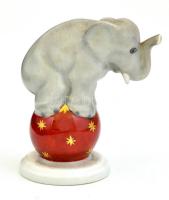 Herendi porcelán elefánt, kézzel festett, jelzett, hibátlan, m: 7 cm