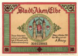 Német Birodalom/Weimari Köztársaság/Aken 1921. 25Pf + 50Pf(4x) + 75Pf 6klf db, teljes sor T:I