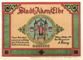 Német Birodalom/Weimari Köztársaság/Aken 1921. 25Pf + 50Pf(4x) + 75Pf 6klf db, teljes sor T:I