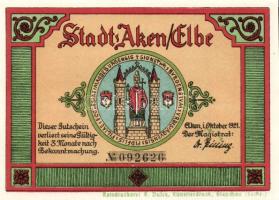 Német Birodalom/Weimari Köztársaság/Aken 1921. 25Pf + 50Pf(4x) + 75Pf 6klf db, teljes sor T:I