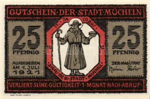 Német Birodalom/Weimari Köztársaság/ Mücheln 1921. 25Pf + 50Pf(3x) + 75Pf 5klf db, teljes sor T:I,I-