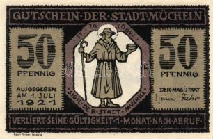 Német Birodalom/Weimari Köztársaság/ Mücheln 1921. 25Pf + 50Pf(3x) + 75Pf 5klf db, teljes sor T:I,I-