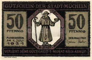 Német Birodalom/Weimari Köztársaság/ Mücheln 1921. 25Pf + 50Pf(3x) + 75Pf 5klf db, teljes sor T:I,I-